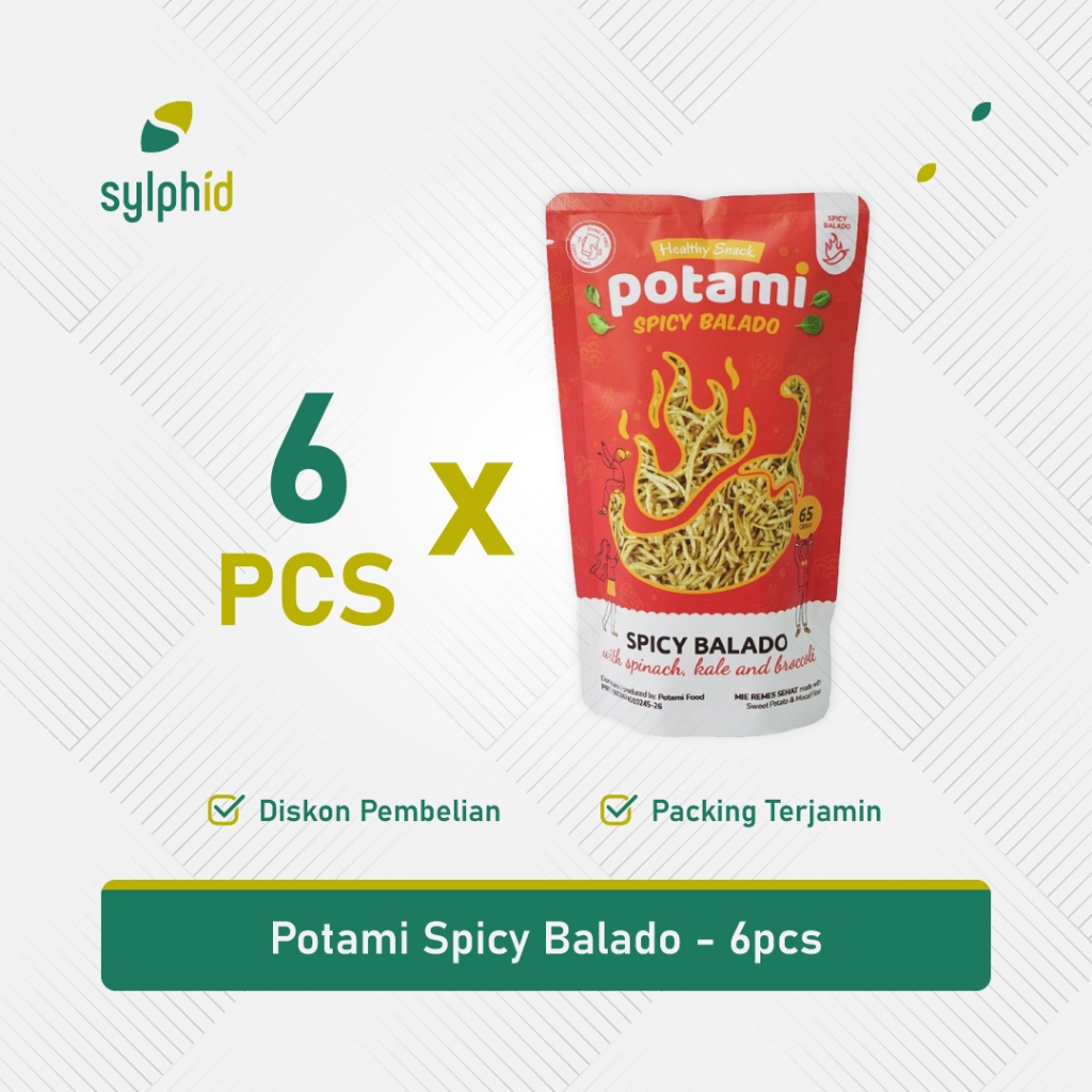 

Potami Mie Remes Spicy Balado 65gr / Snack Pedas Tanpa MSG & Pengawet (6 pcs)