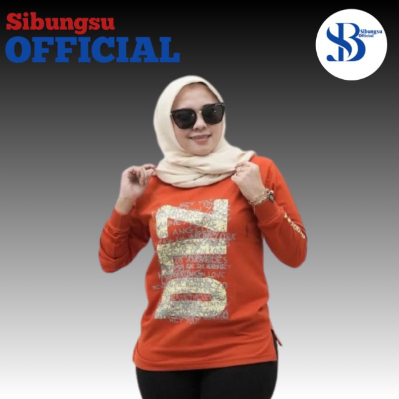 Sibungsu Official (E5) Zolaqu pakaian wanita kaos lengan panjang kekinian warna merah cabe/merah ben