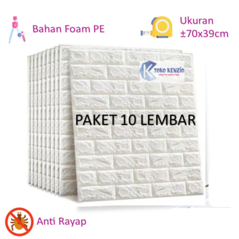 TERMURAH PAKET 10 LEMBAR Wallpaper 3D Foam Batu Bata Sticker Dinding Timbul
