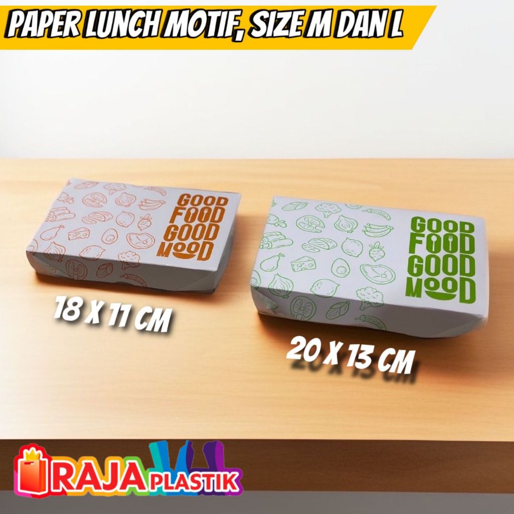 Paper Lunch Putih Cetak Motif / Box Paper Lunch Putih Cetak Motif