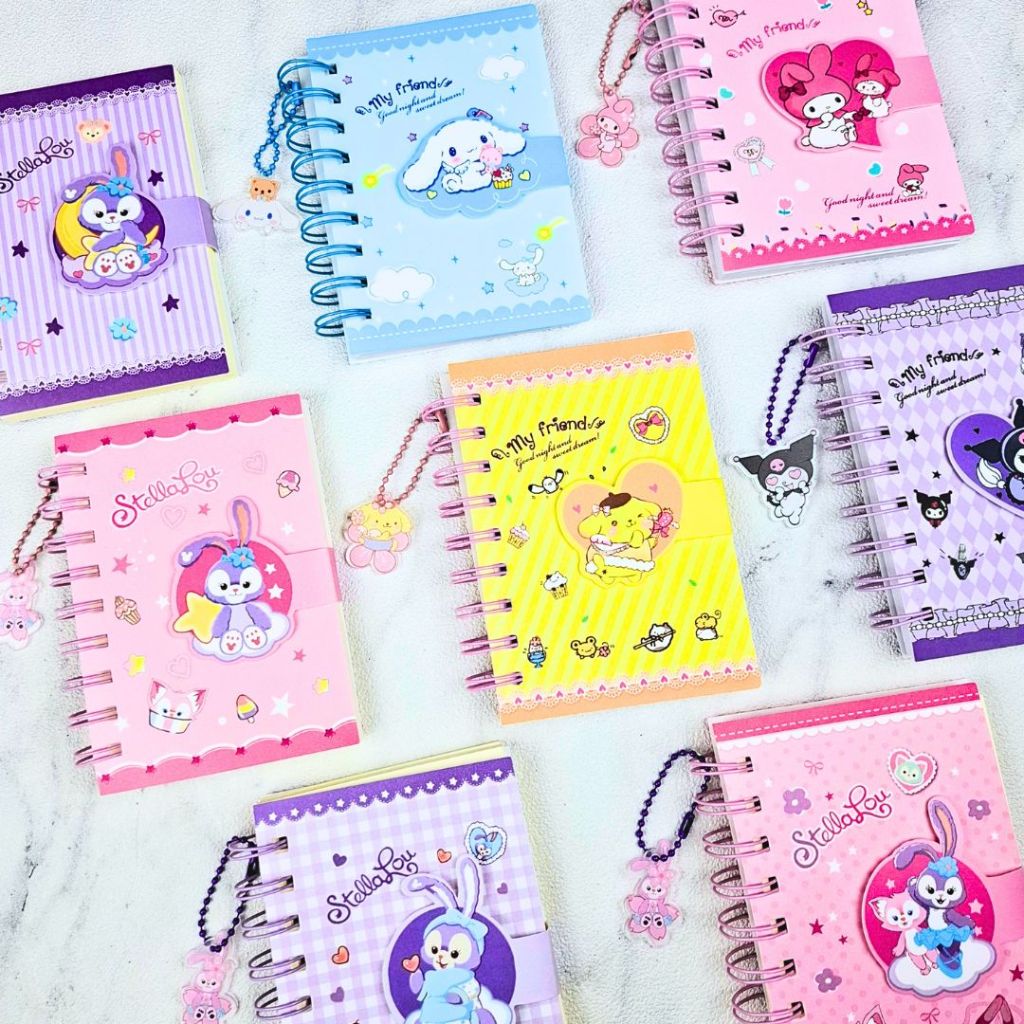 

A7 SANRIO NOTEBOOK dengan Pengait Magnet dan Gantungan kunci