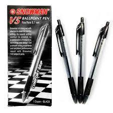 PULPEN SNOWMAN V5 0.7 / PULPEN SNOWMAN 1 PACK ISI 12 HITAM MURAH