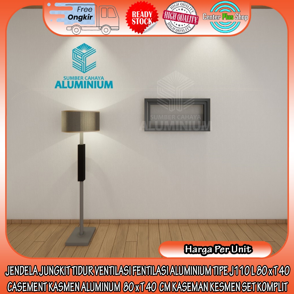 [INSTANT] JENDELA TIDUR JUNGKIT VENTILASI FENTILASI ALUMINIUM TIPE 110 L 80 x T 40 CM CASEMENT KASME