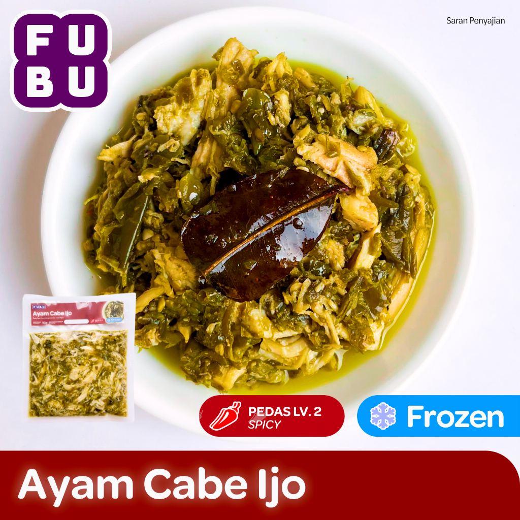 

FUBU Ayam Suwir Cabe Ijo - Chicken Pedas Sambal Cabai Hijau - Satu Porsi Lauk Instan Frozen Food