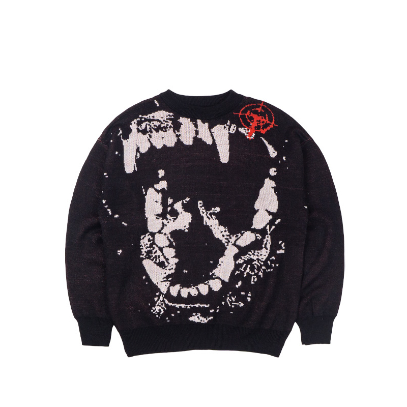 Easthood Fangs Sweater Crewneck Rajut Hitam