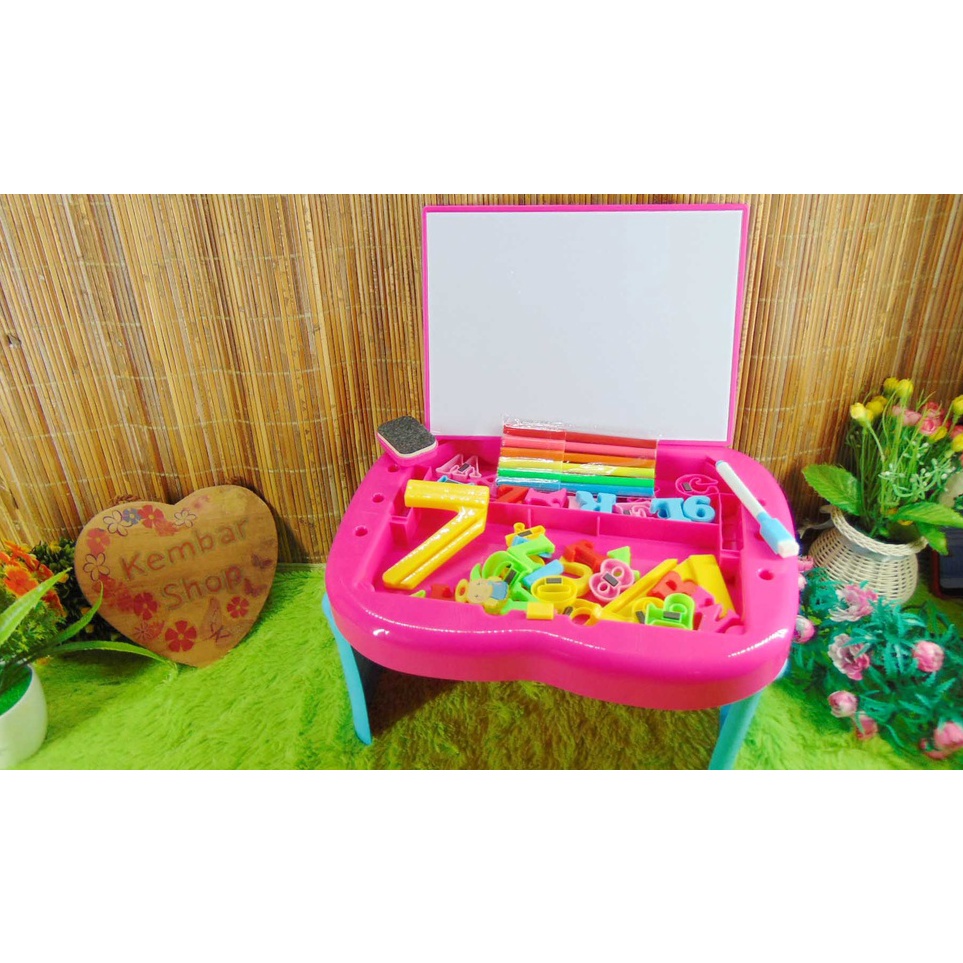 

ART U29X FU1131 PAKET KOMPLIT Meja Lipat White Board Papan Tulis Magnet Plus Spidol Warna Random