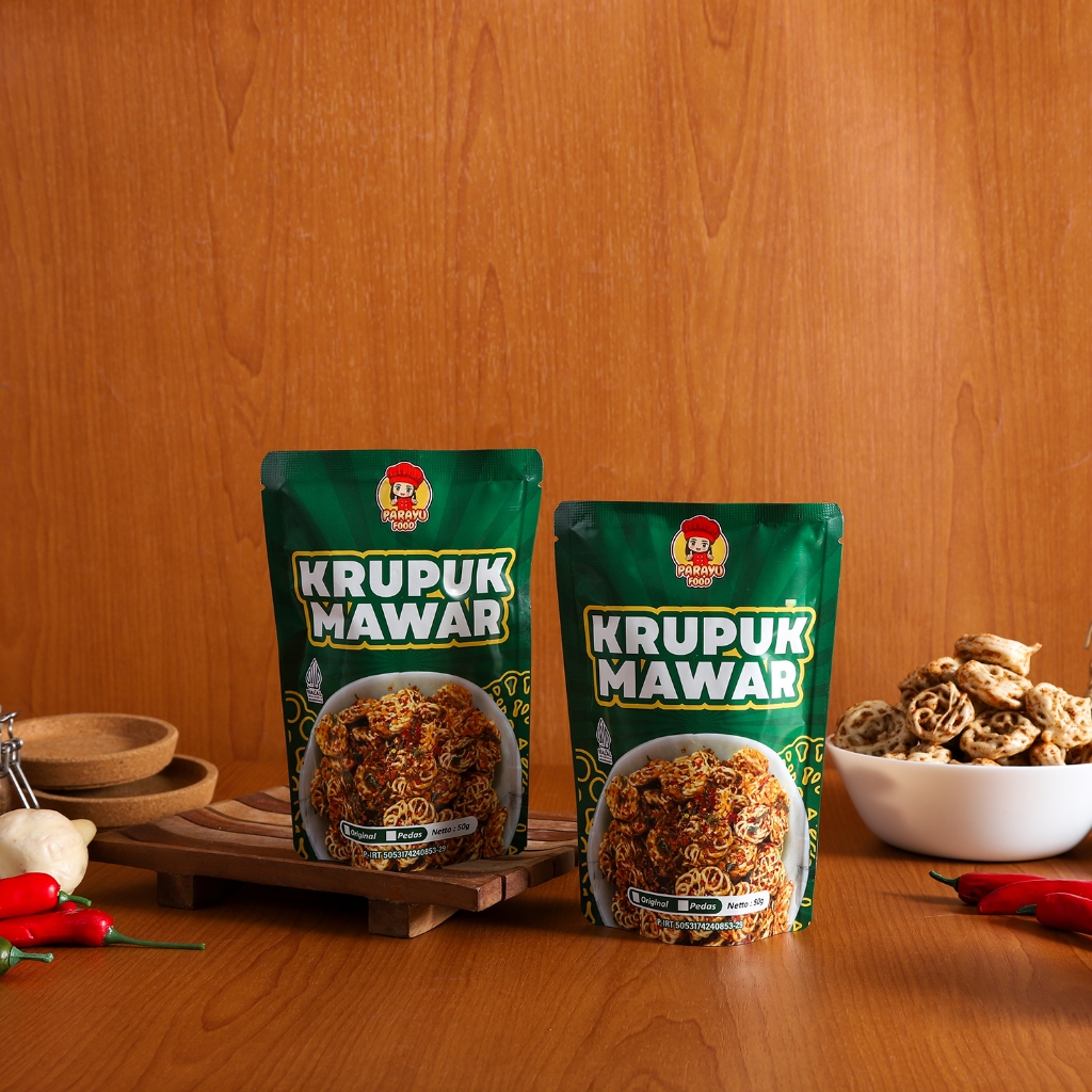 

Parayu Food - Kerupuk Mawar Kering Pedas Gurih 50 Gram