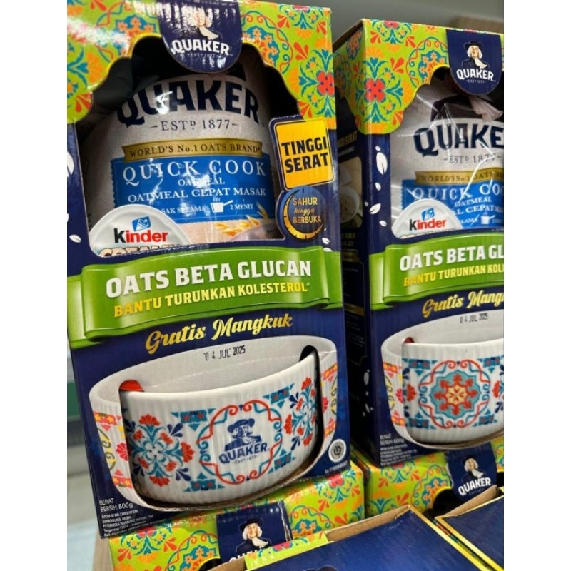 

QUAKER QUICK COOK 800gr OatMeal Free Mangkuk | Oats Beta Glucan