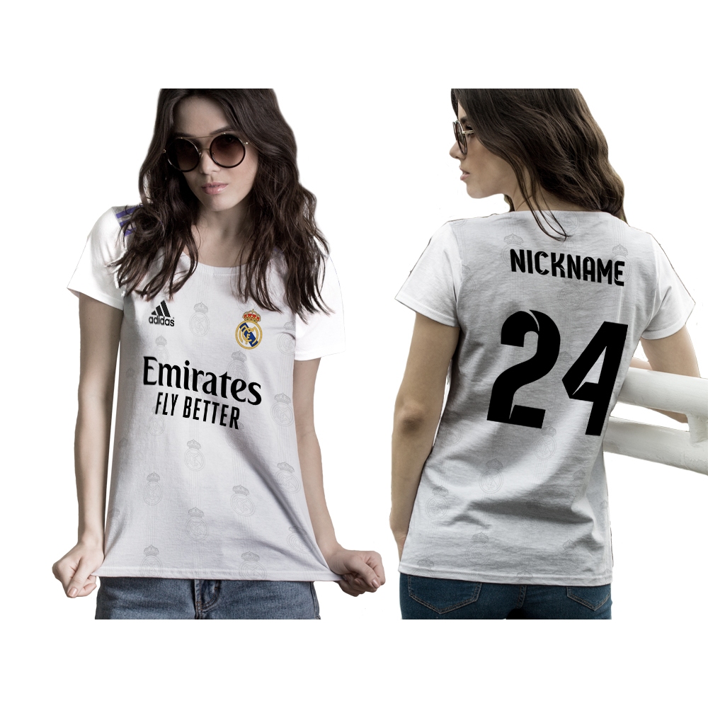 Baju Kaos Tshirt Jersey Retro Real Madrid’s Home Pria Wanita FREE CUSTOM