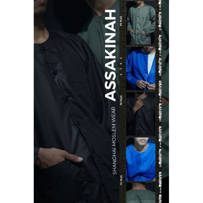 Koko Mesir Lengan Panjang Tanpa Kerah Koko Polos Pria Dewasa