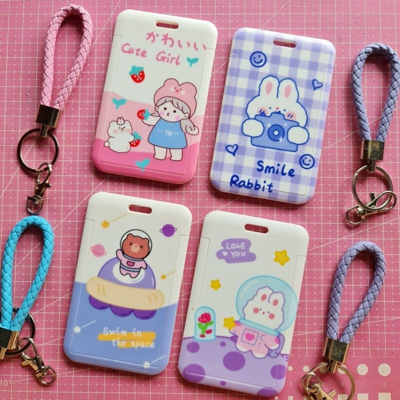 

Photocard case id card holder y2k aesthetic lanyard name tag cute free keychain nct newjeans illit riize