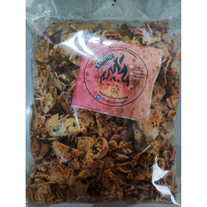 

Cemilan Basreng Koin Extra Pedas, Gurih Daun Jeruk dengan tektur renyah dan Nikmat, kemasan 1kg