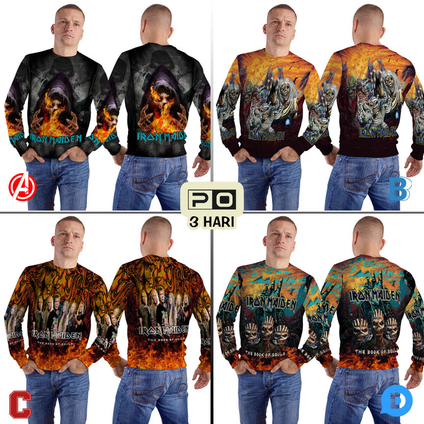Crewneck Iron Maiden Sweater Fullprint Bahan Polyester Jersey | SKU-286409508
