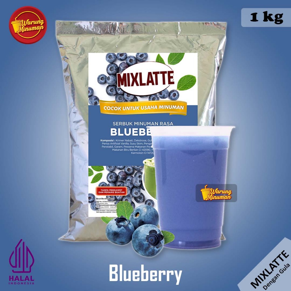

MIXLATTE Blueberry 1 kg Serbuk Minuman dengan Gula / Bubuk Instan