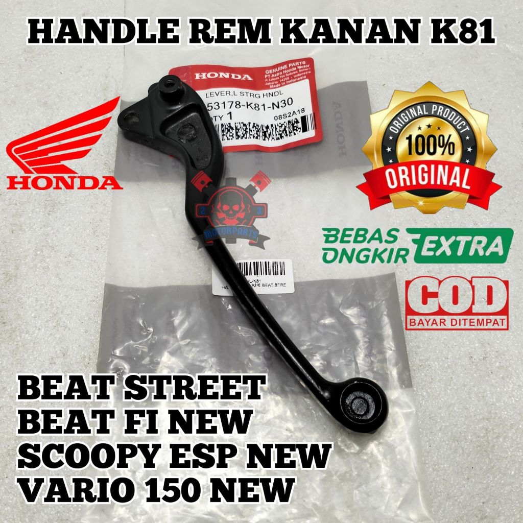 HANDLE REM KANAN K81 BEAT STREET SCOOPY VARIO HONDA AHM BERKUALITAS ASLI ORIGINAL HONDA