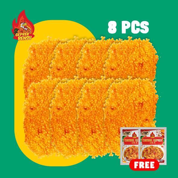 

(ORI) 8 Pcs Ayam Crumble GEPREK BENSU FREE 2 Sambal ORI Pouch Original 20gr
