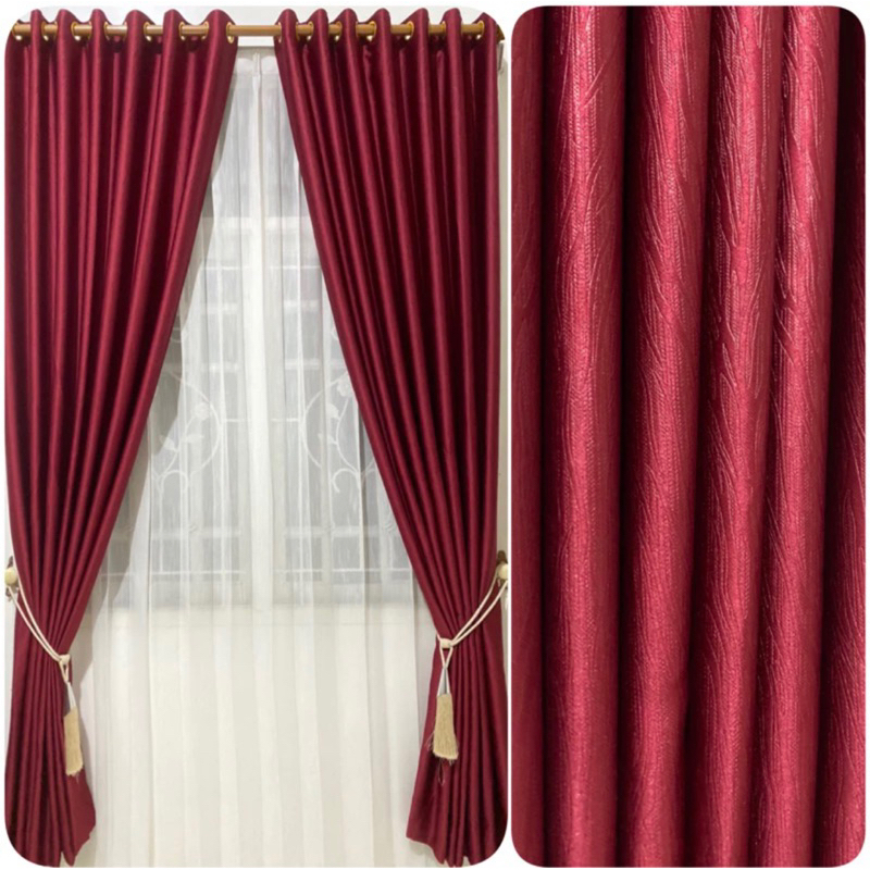 Gorden Blackout Pintu dan Jendela Tirai Gorden Merah Maroon