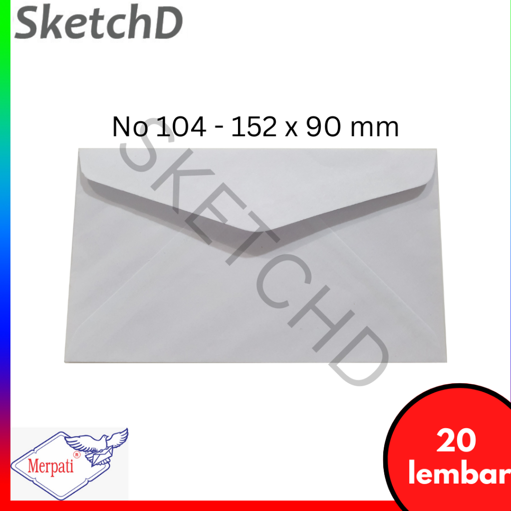 

Amplop putih polos 104 Merpati 152x90 mm 20 lbr