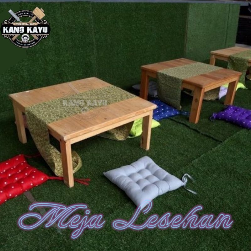 Meja lesehan kayu 80x80x35cm meja lesehan minimalis aestethic