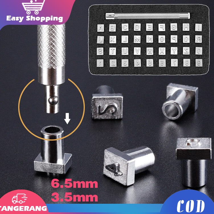 

Diminati 36pcs Alphabet Stamp Set Stempel Punch Huruf Alfabet Angka Bahan Baja Untuk Kulit