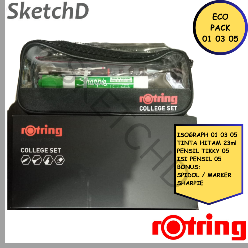 College Set Isograph 01 03 05 Drawing pen Rotring Eco Pack Rapido