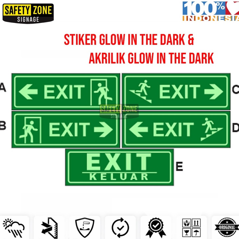 

Garansi Terpercaya Sign AKRILIK glow in the dark Exit Tanda Keluar