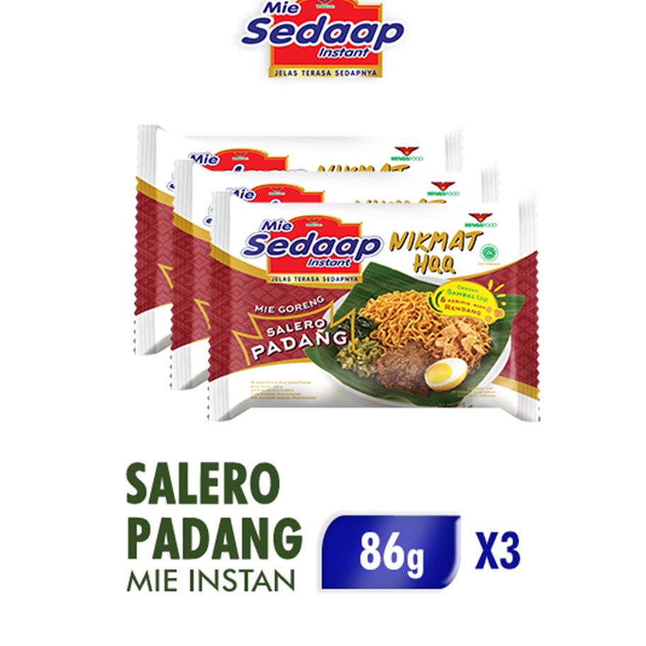 

88 Sedaap Mie Instan Goreng Salero Padang Bag 86 gr x3