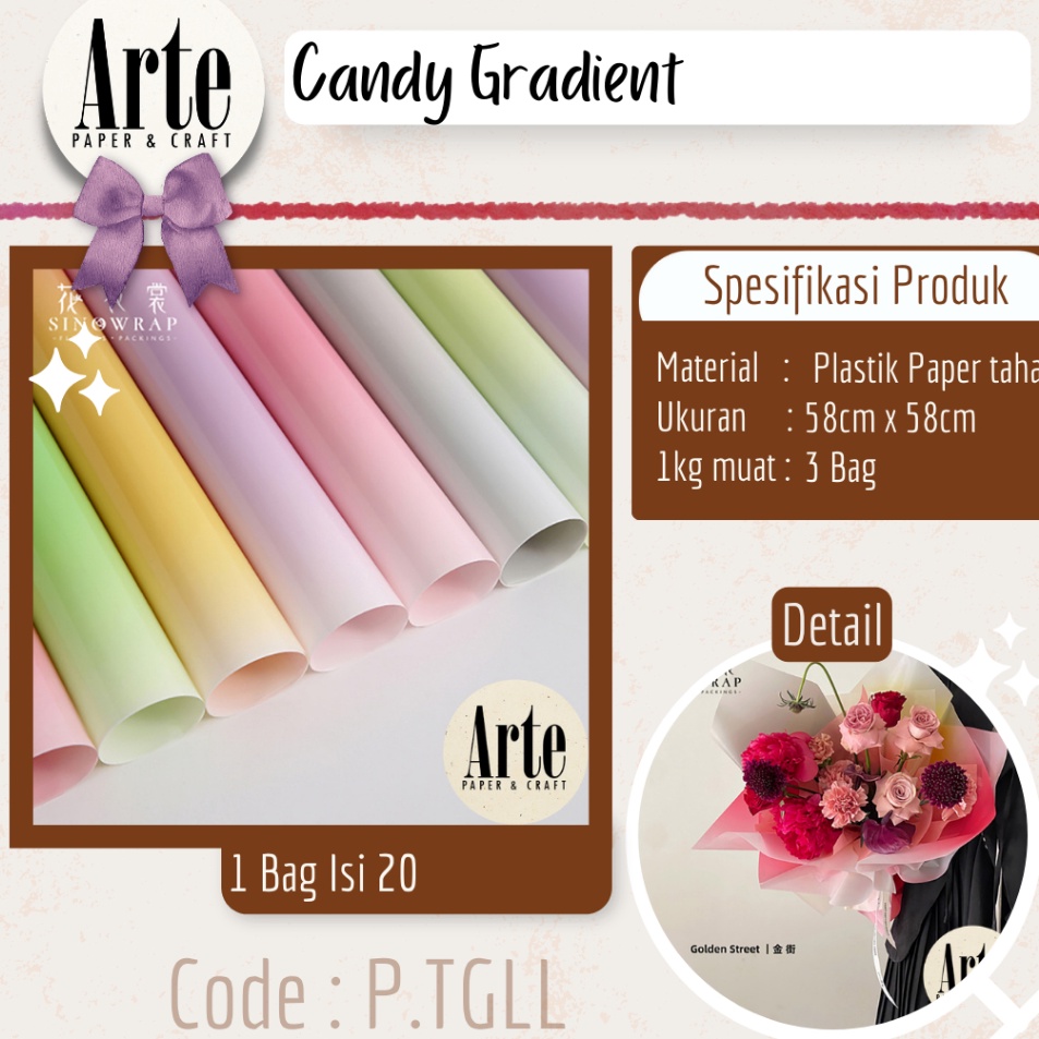 

Baru Termurah 2 Lembar Cellophane Candy Gradient Glossy Sinowrap Ori Kertas Buket Bunga Korean Waterproof Flower Wrapping Paper Calor Kado Arte Grosir Florist Supply Jakarta Bekasi PTGLL