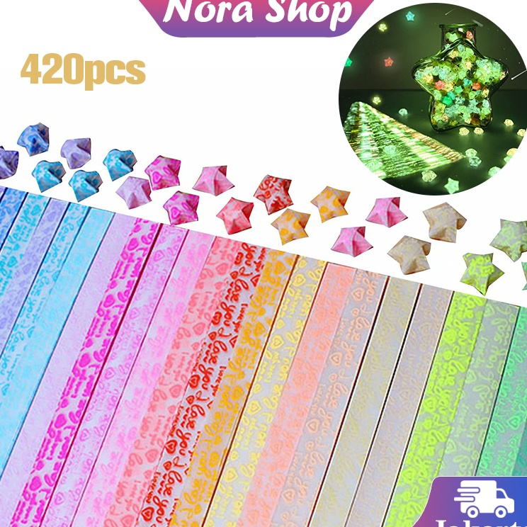 

Hot Arrival 42Pcs Kertas Origami Bintang Origami Star Paper Star Strips Kertas Bintang Glow In The Dark Kertas Lipat Bintang