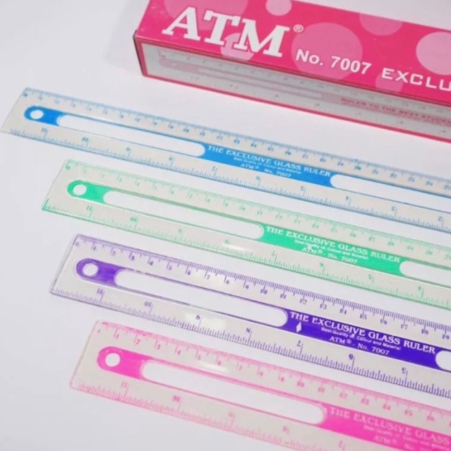 

Hadir Favorit Penggaris 3 cm plastik mika isi 1 Box 24 pcs penggaris ATM bening murah