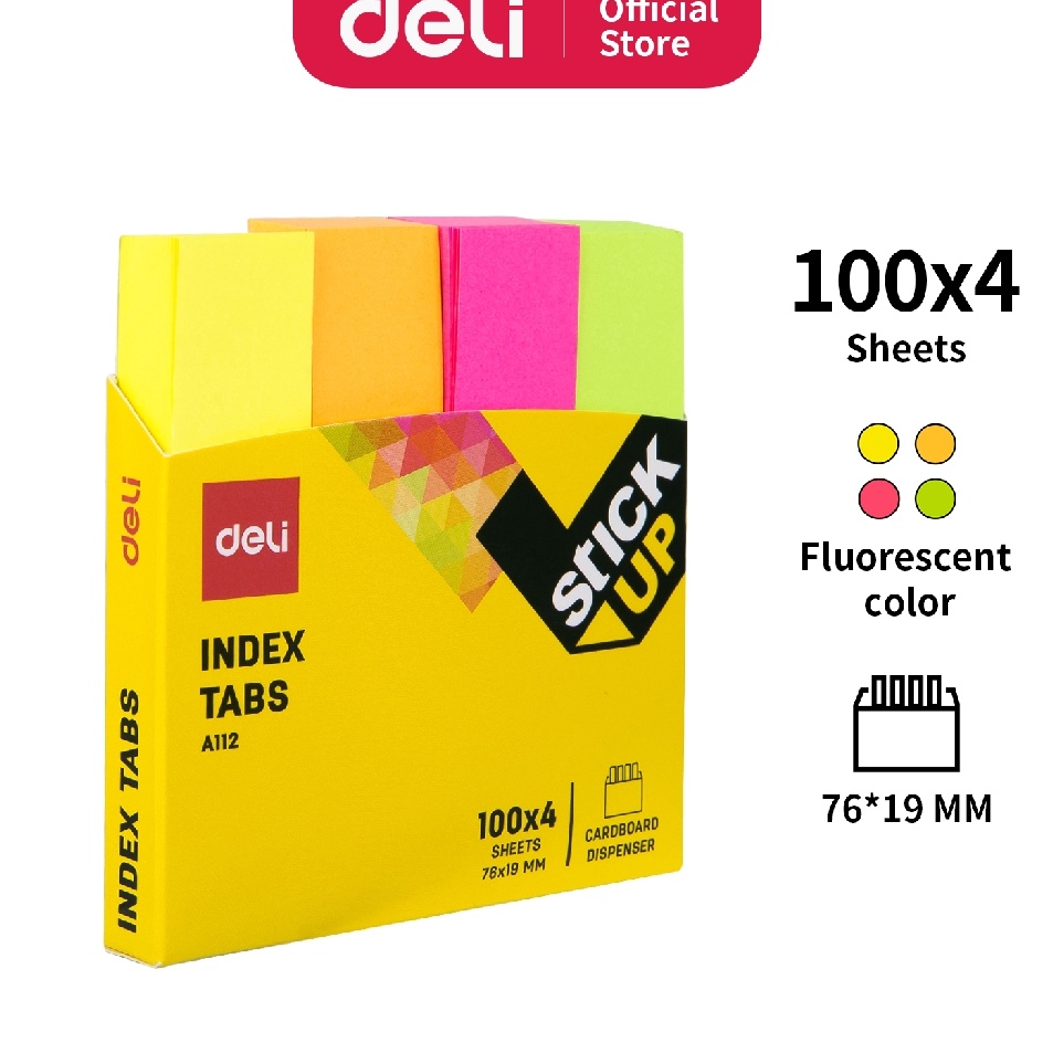 

Borong Buruan Deli Index Tab penanda warna cerah melekat kuat media yang ditempel tetap bersih 1sheet EA1122