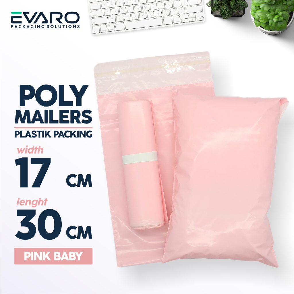 

EVARO - Plastik Polymailer 17x30cm Pink Baby Plastik Packing Polimer Tebal Berkualitas