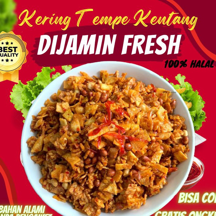 

Terlaris Kering Tempe Kentang Kacang Orek Oreg Balado Pedas Manis Keripik lauk kering cemilan