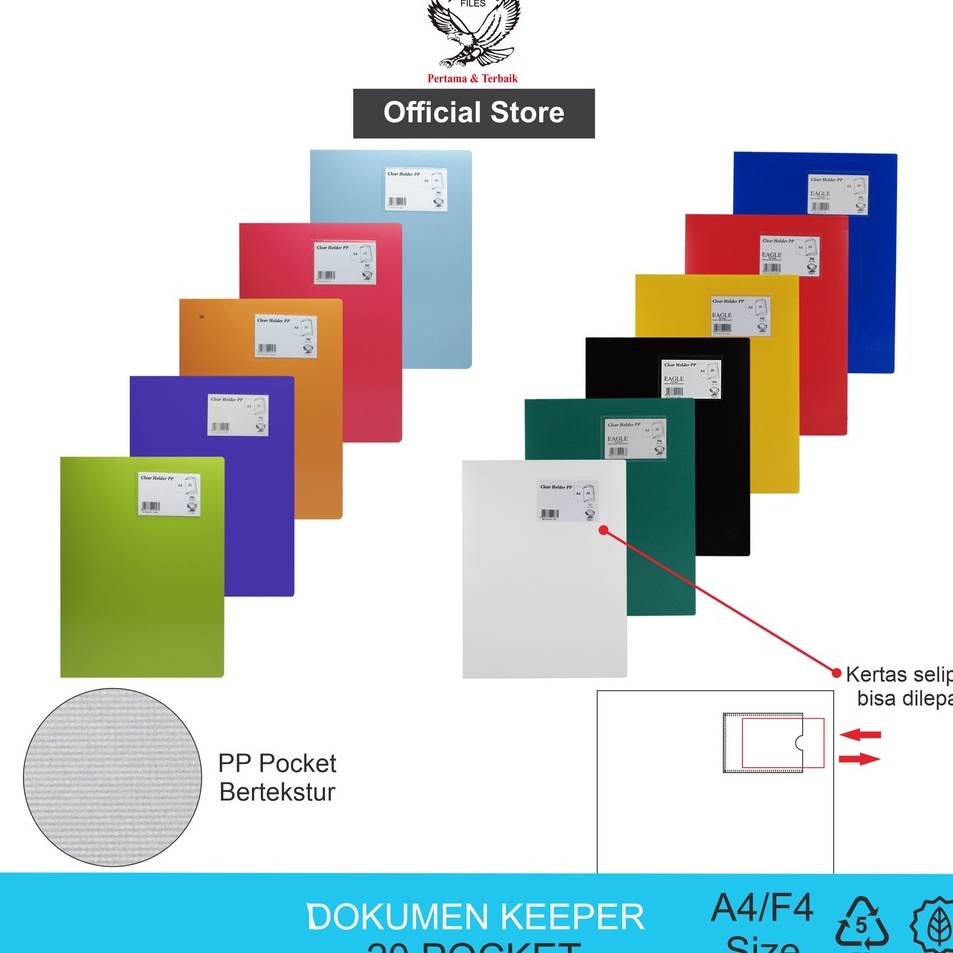 

Grosir Terjamin Dokumen Keeper Clear Holder Document Keeper Display Book EAGLE A4 F4 2 Pocket