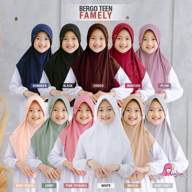 bergo anak kekinian/bergo teen famely/bergo miulan kids