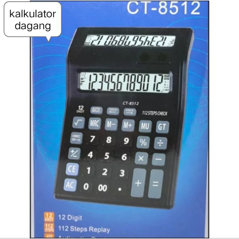 

kalkulator ct-8512 dual lcd 2layar 12digit free baterai