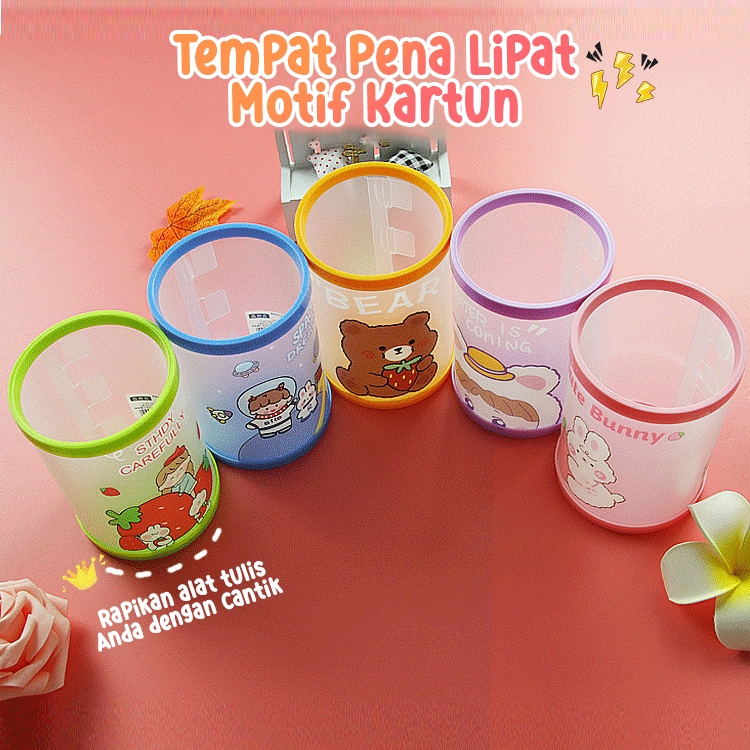 

Pen Holder Tempat Pensil Alat Tulis bahan Plastik Bongkar Pasang Motif Karakter Kartun Lucu