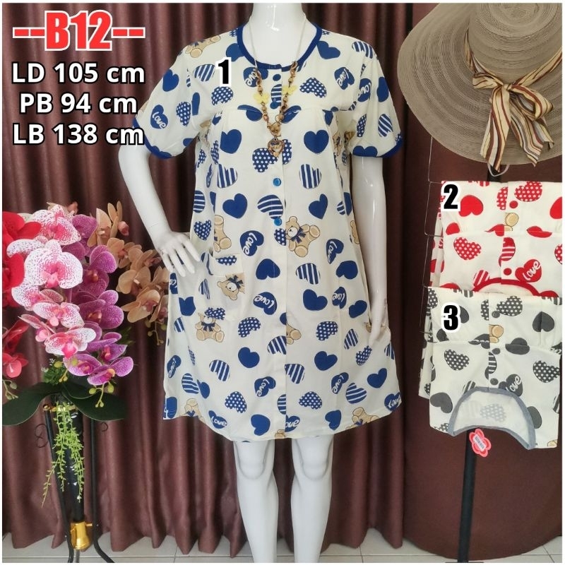 Daster Kaos BKH / Baju Menyusui Baju Busui 5 Kancing Depan / Daster Remaja Termurah B12