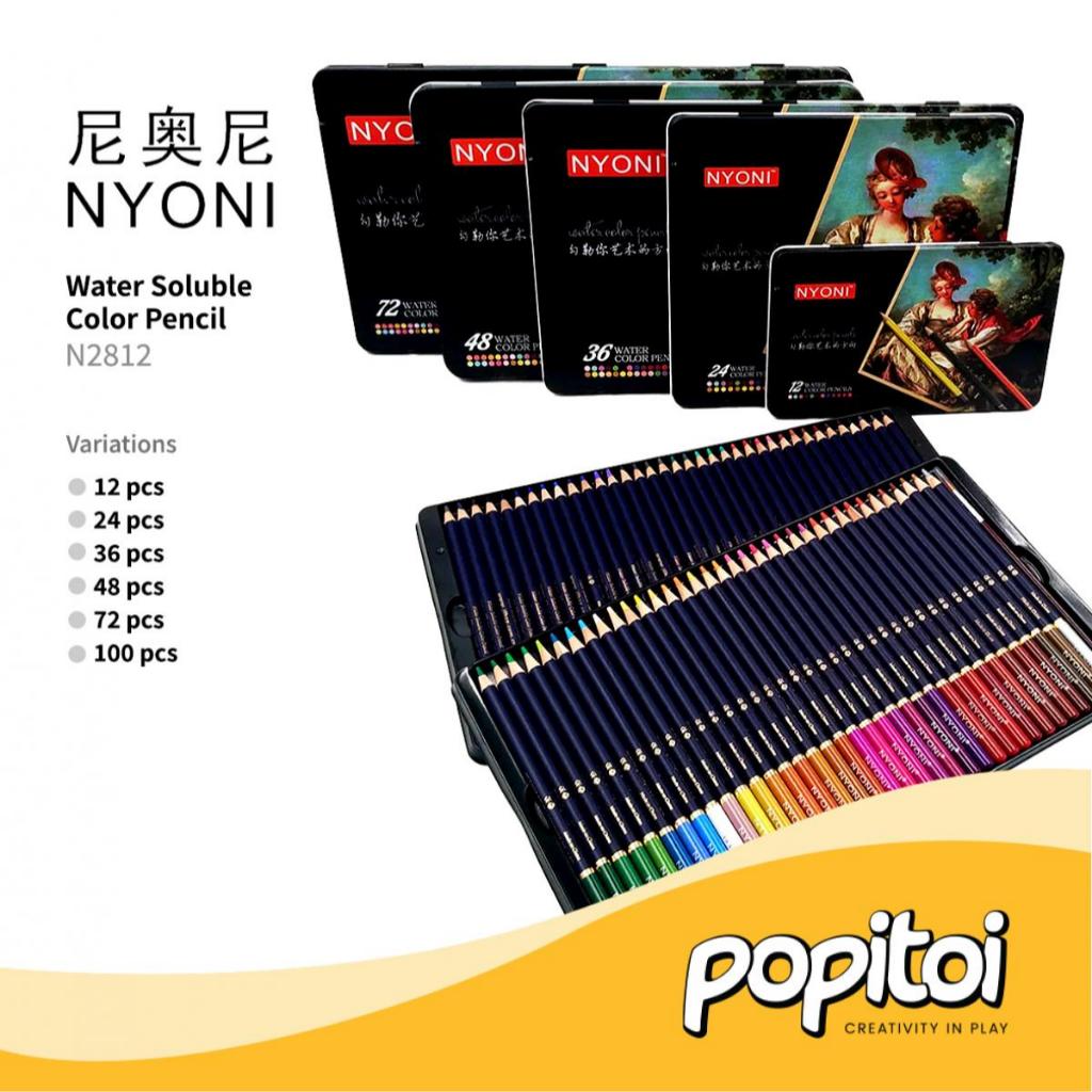 

NYONI Water Soluble Color Pencil Set 12/24/36/48/72/100 Pensil Warna Cat Air Watercolor