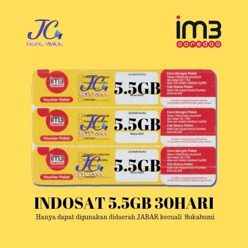 VOUCHER KUOTA INDOSAT 5.5GB 30HARI JABAR