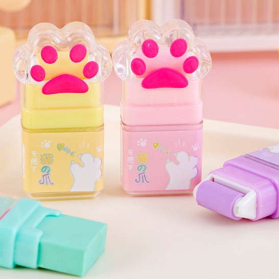 

[GROSIR ATK] PENGHAPUS PENSIL LUCU BENTUK KEMASAN PAW KUCING KAWAII WARNA PASTEL AESTHETIC