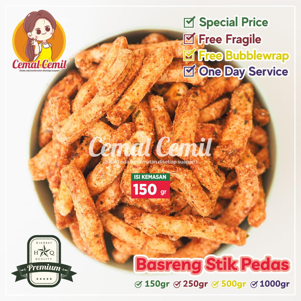 

Cemal Cemil : Basreng Stik/Basreng Pedas 150gr-Snack/Cemilan/Camilan