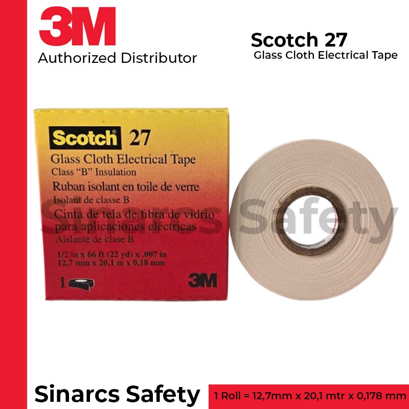 3M Scotch 27 Glass Cloth Electrical Tape 27, 1/2 in x 66 ft
