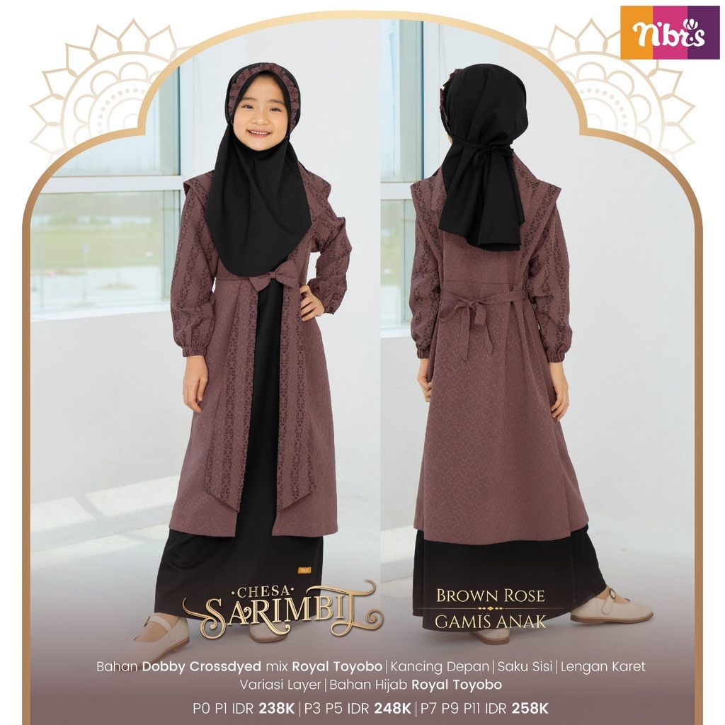 GAMIS ANAK CHESA BROWN ROSE BY NIBRAS
