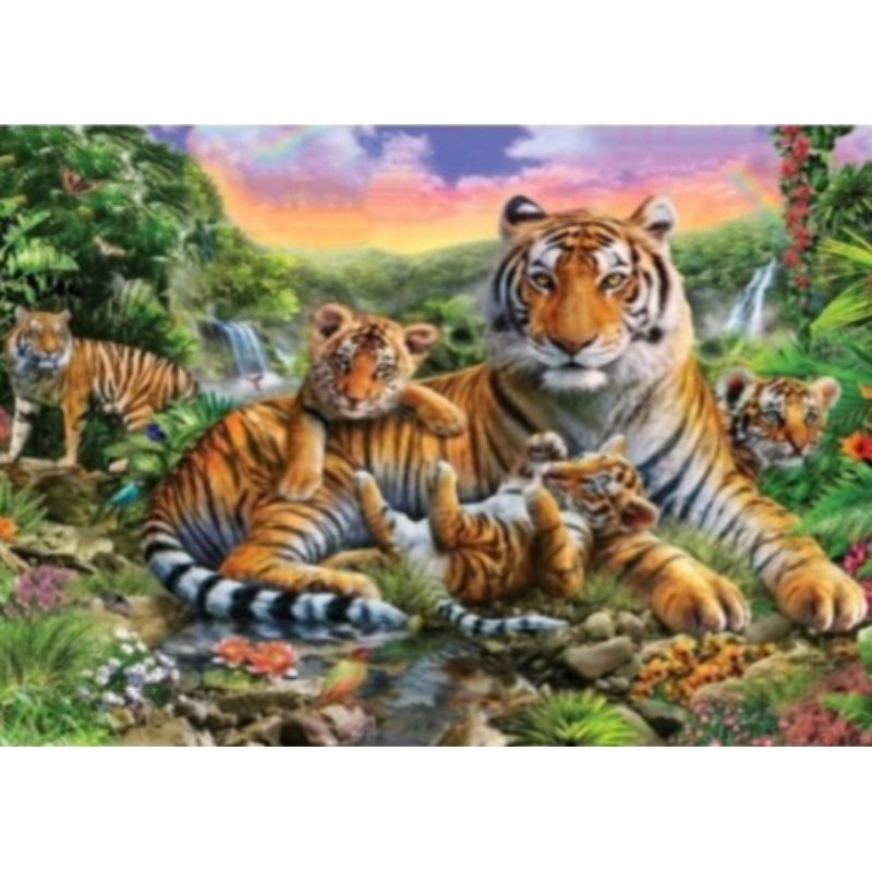 paket kristik 14ct keluarga macan harimau loreng kain polos