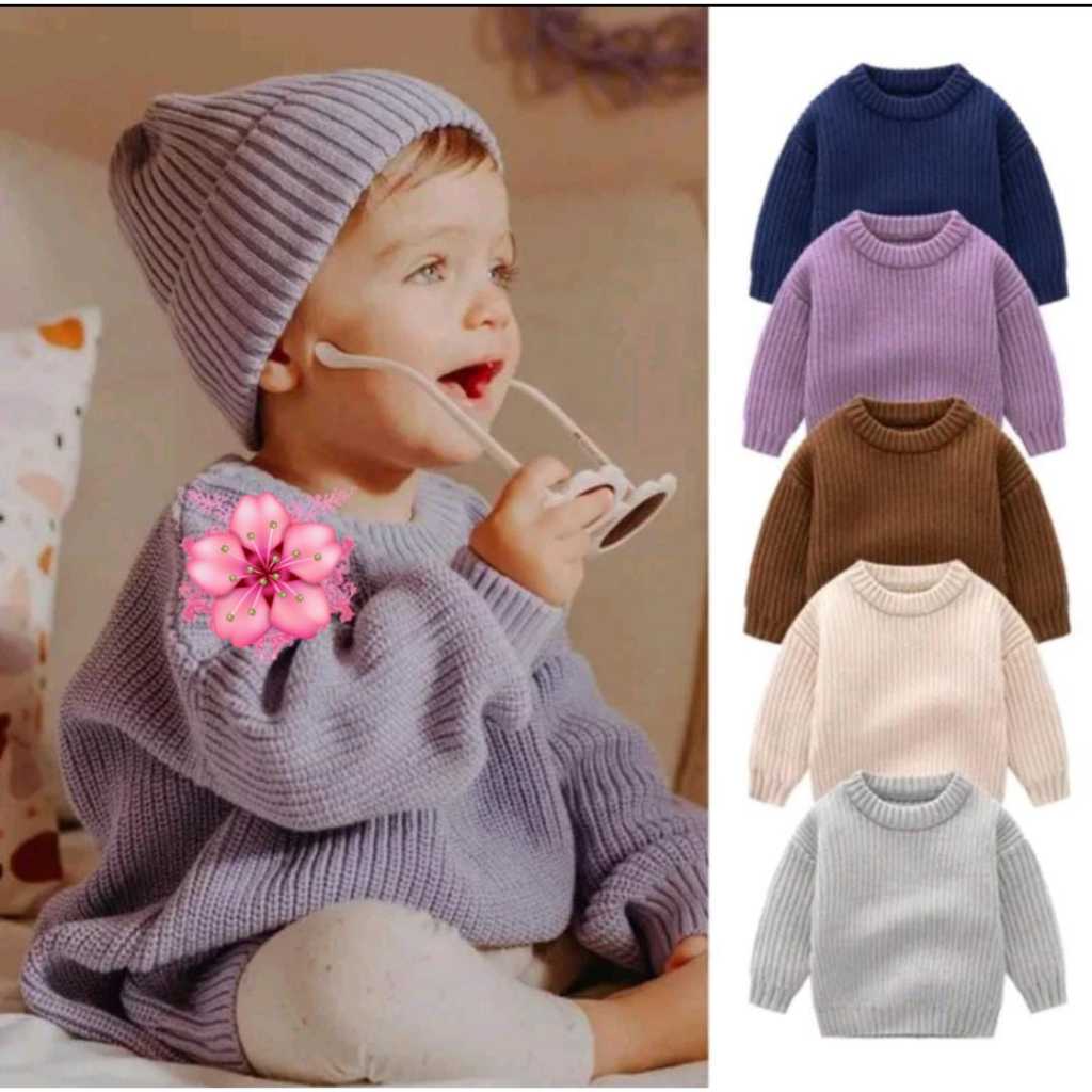 SUETERKU SWEATER BABY KIDS RAJUT ANAK POLOS UNISEX 0-2 th