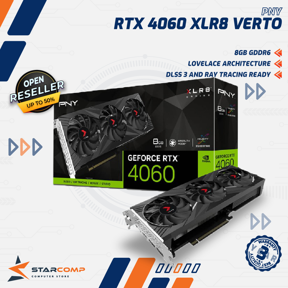 PNY NVIDIA GeForce RTX 4060 8GB XLR8 Gaming VERTO EPIC-X VGA RTX4060