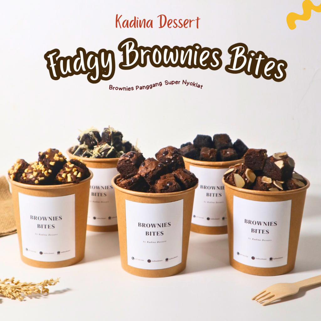 

Fudgy Brownies Bites Dark Chocolate | Mini Brownies Hampers Gift Shiny Crust Panggang Bakar Cokelat