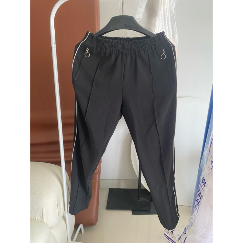 Preloved Pomelo Pants | Black Pants | Black Pants slit white | Pomelo Celana Hitam Slit | Celana Pan