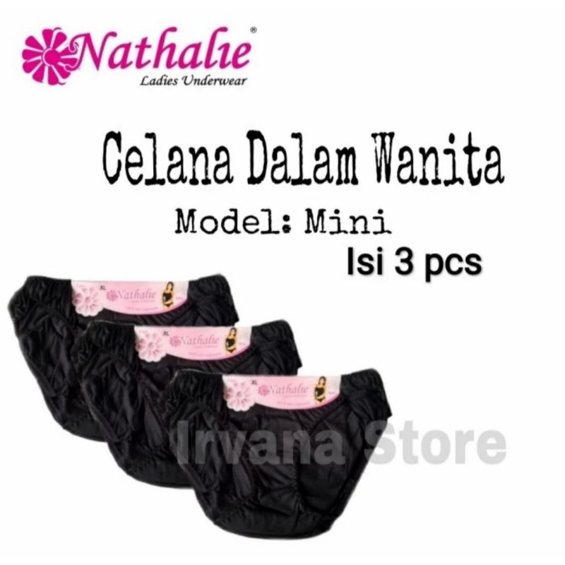 Celana Dalam Wanita / Cd Nathalie Hitam Mini 3pcs